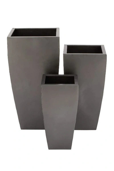 Shop Willow Row Dark Gray Metal Contemporary Planter With Tapered Base And Polished Exterior In Grey