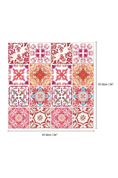 Shop Walplus Moroccan Rose Red Mosaic Glossy 3d Sticker Tile 15.4 Cm (6 In)