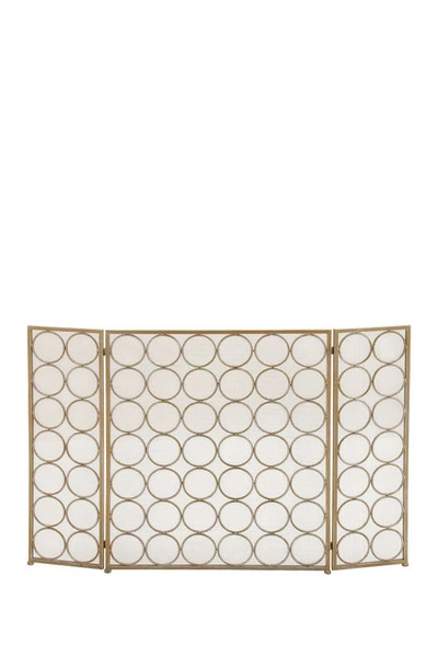 Shop Vivian Lune Home Brasstone Metal Foldable Mesh Netting 3-panel Geometric Fireplace Screen With Circle Pattern
