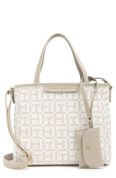 Tommy Hilfiger Diana Logo Print Tote Bag In Ivory/ Clayed Pebble | ModeSens