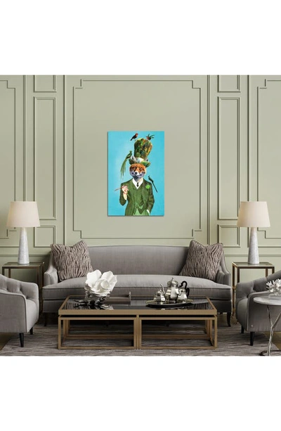 Icanvas Fox With Hat And Birds By Coco De Paris Canvas Wall Art In Green