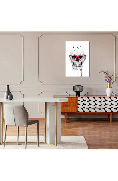 Icanvas Skull With Red Glasses By Balazs Solti, 14"x19" In Red