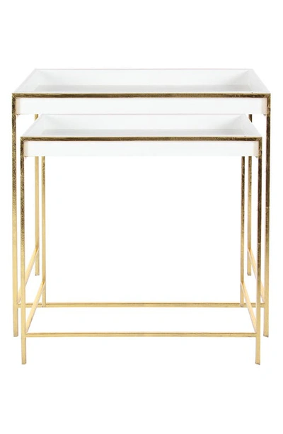 Shop Uma White Wood Nesting Geometric Console Table With Goldtone Metal Legs In Gold, White