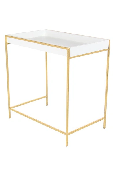 Shop Uma White Wood Nesting Geometric Console Table With Goldtone Metal Legs In Gold, White