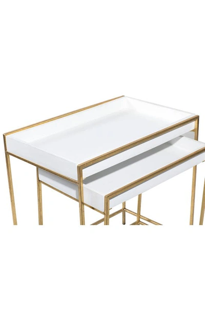 Shop Uma White Wood Nesting Geometric Console Table With Goldtone Metal Legs In Gold, White