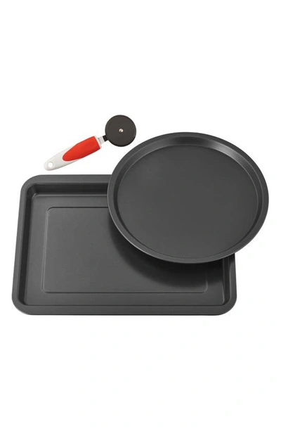 Shop Ballarini 3 Piece Pizza Pan Set In Black