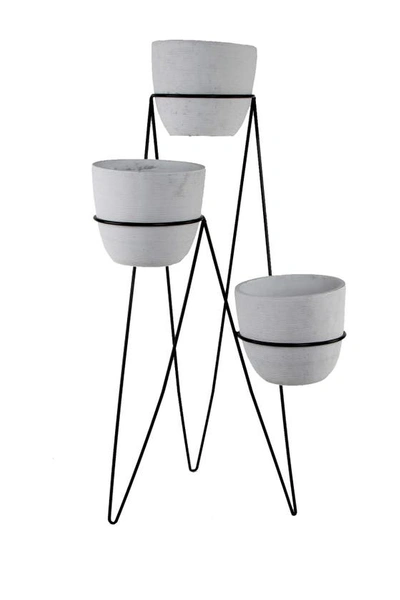 Shop Flora Bunda 26" Tall 3-tier Lava Grey Cement Pots In White/black