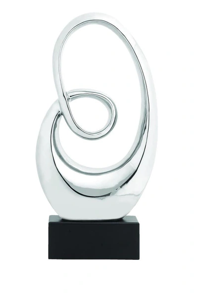 Shop Willow Row Silvertone Ceramic Swirl Abstract Sculpture With Black Base
