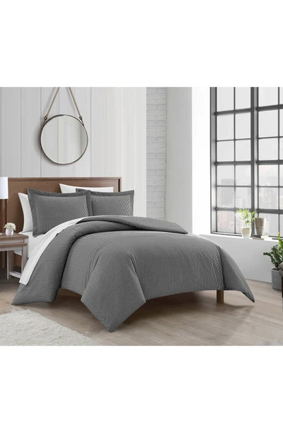 Shop Chic Twin Morgan Laid Back Two-tone Striped Duvet Cover 5-piece Set In Charcoal