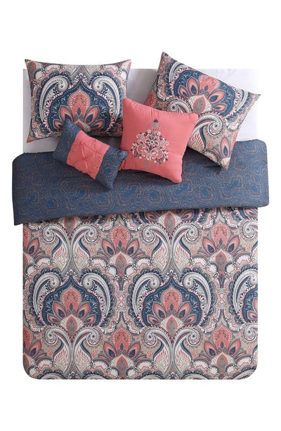Vcny Home Casa Real Comforter 5-piece Set In Coral