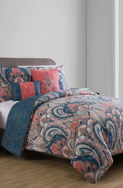 Vcny Home Casa Real Comforter 5-piece Set In Coral