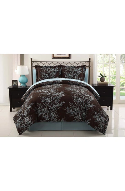 Vcny Home 8-piece Blue Chocolate Leaf Bedding Set In Blue