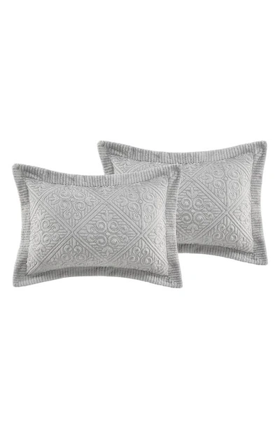 Vcny Home Westland Quilted Plush Bedspread Set In Grey