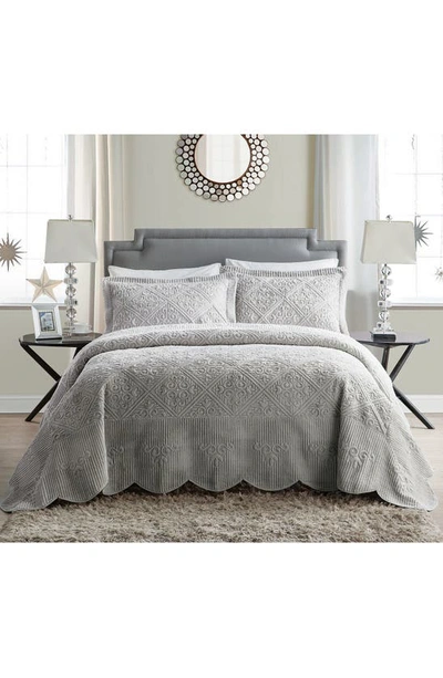 Vcny Home Westland Quilted Plush Bedspread Set In Grey
