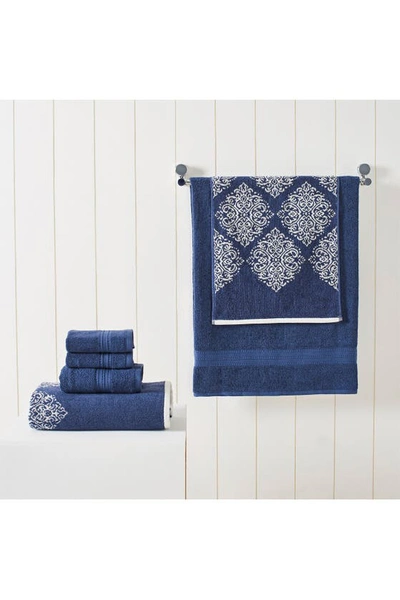 Modern Threads Gray Artesia Damask Reversible Yarn-dyed Jacquard 6-piece Towel Set In Indigo