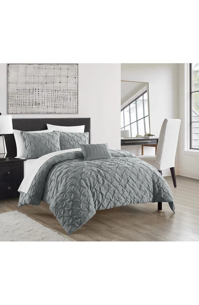 Shop Chic Bradley Diamond Tufted 4-piece Comforter Set In Grey
