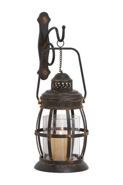 Shop Sonoma Sage Home Brown Metal Pillar Wall Sconce With Lantern Style