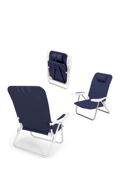 Picnic Time Monaco Reclining Beach Backpack Chair In Navy