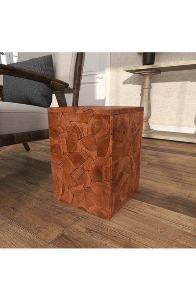 Shop Ginger Birch Studio Brown Teakwood Contemporary Accent Table With Mosaic Design