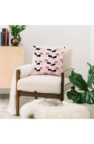 Deny Designs Petfriendly Tricolored Welsh Corgi Throw Pillow In Pink