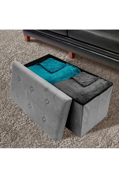 Shop Sorbus Faux Suede Foldable Storage Bench In Gray
