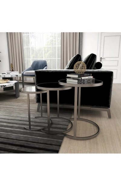 Vivian Lune Home Set Of 3 Silver Metal Accent Table In Silver