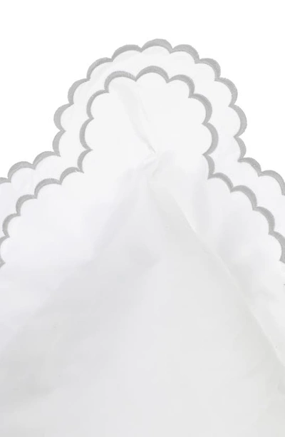 Melange Percale Scallop Trim 3-piece Duvet Set In Light Grey
