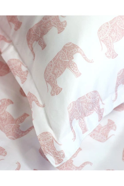 Melange Grey Twin 400 Thread Count Cotton Elephants Duvet 2-piece Set In Pink