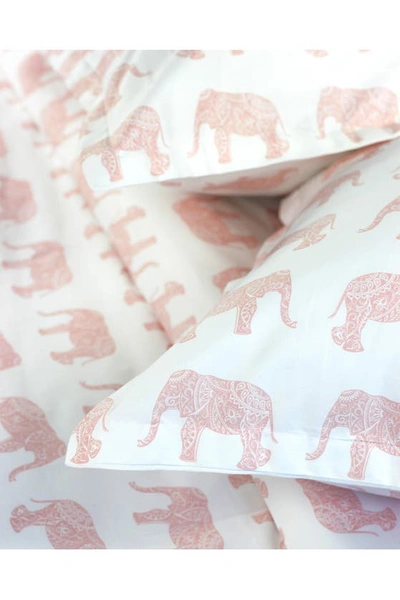 Melange Grey Twin 400 Thread Count Cotton Elephants Duvet 2-piece Set In Pink
