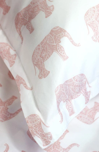 Melange Grey Twin 400 Thread Count Cotton Elephants Duvet 2-piece Set In Pink