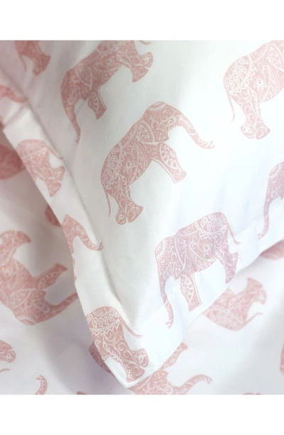 Melange Grey Twin 400 Thread Count Cotton Elephants Duvet 2-piece Set In Pink
