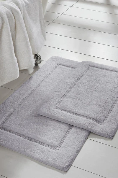 Modern Threads 2-pack Solid Loop With Non-slip Backing Bath Mat Set In Silver