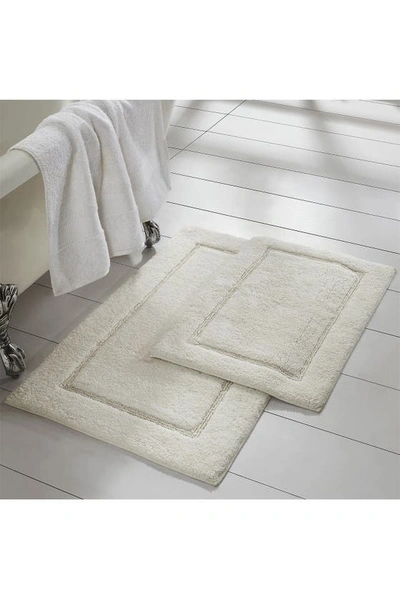 Modern Threads Charcoal Solid Loop Non-slip Bath Mat 2-piece Set In White