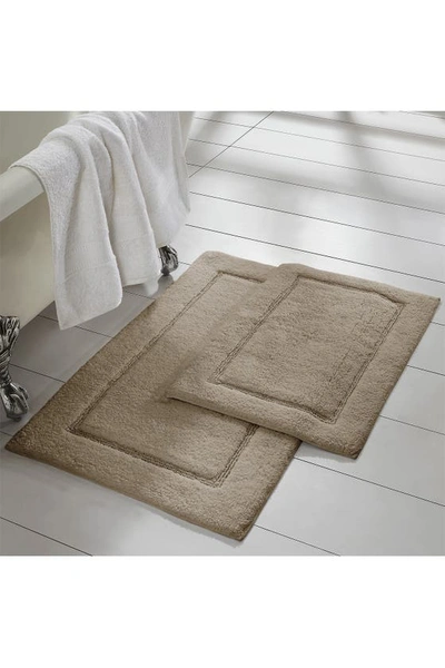 Modern Threads Charcoal Solid Loop Non-slip Bath Mat 2-piece Set In Taupe