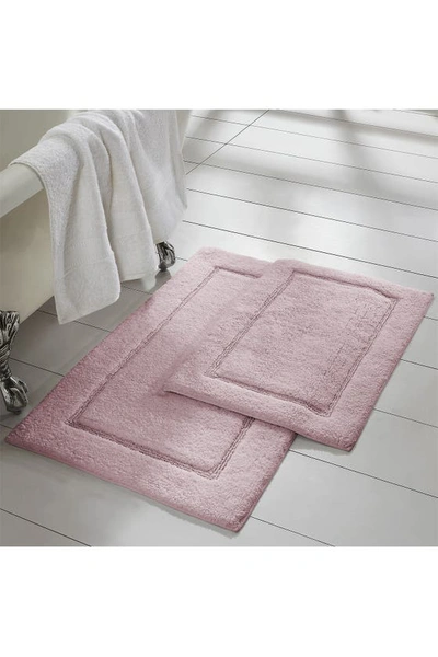 Modern Threads Charcoal Solid Loop Non-slip Bath Mat 2-piece Set In Dusty Rose