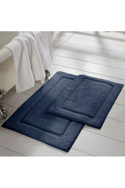 Modern Threads Charcoal Solid Loop Non-slip Bath Mat 2-piece Set In Navy