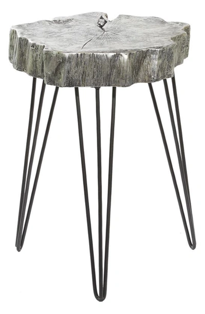 Shop Ginger Birch Studio Gray Polystone Tree Trunk Accent Table With Black Hairpin Legs In Grey