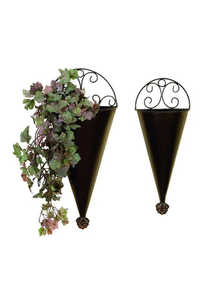 Shop Willow Row Black Metal Indoor Outdoor Cone Scroll Wall Planter