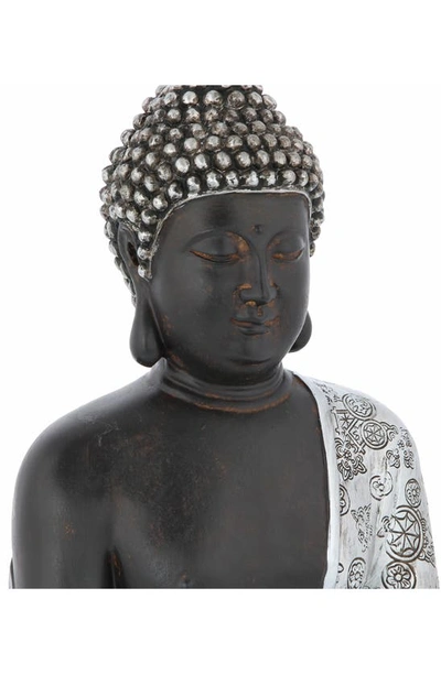 Shop Uma Silvertone Polystone Bohemian Buddha Sculpture With Engraved Carvings And Relief Detailing