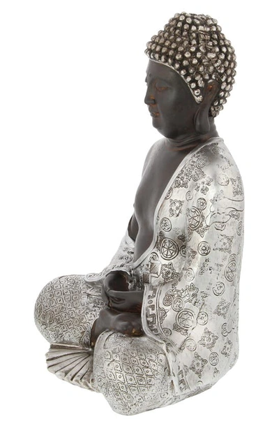 Shop Uma Silvertone Polystone Bohemian Buddha Sculpture With Engraved Carvings And Relief Detailing