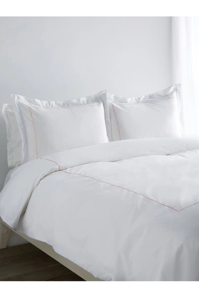 Melange Percale Stripe Marrow 2-piece Duvet Set In Rose/white
