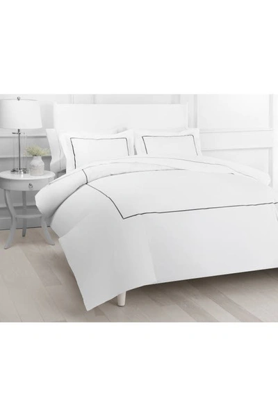 Melange Percale Stripe Marrow 2-piece Duvet Set In Charcoal/white