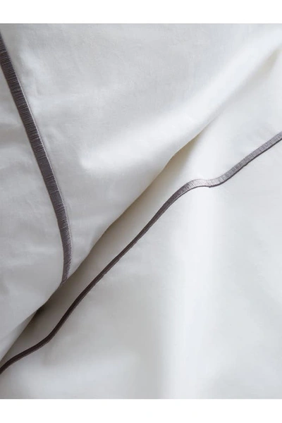 Melange Percale Stripe Marrow 2-piece Duvet Set In Charcoal/white