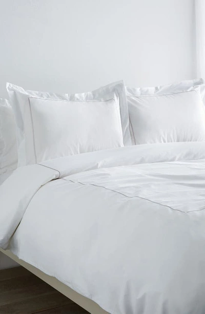 Melange Percale Stripe Marrow 2-piece Duvet Set In Grey/white