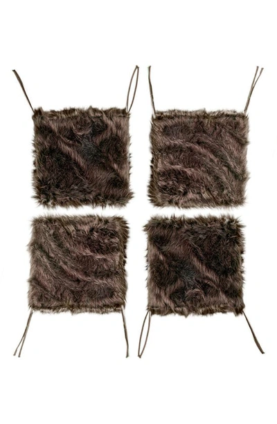 Shop Luxe Laredo Set Of 4 Faux Fur Seat Cushions In Chocolate