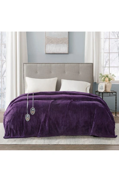 Shop Beautyrest Heated Blanket In Purple