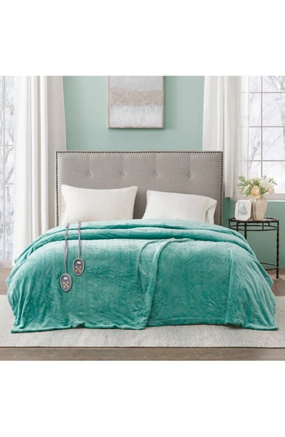 Shop Beautyrest Oeko-tex Heated Blanket In Aqua