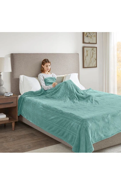 Shop Beautyrest Oeko-tex Heated Blanket In Aqua