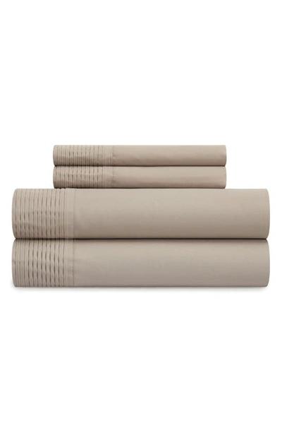 Shop Chic Twin Harley Pleated 3-piece Sheet Set In Taupe