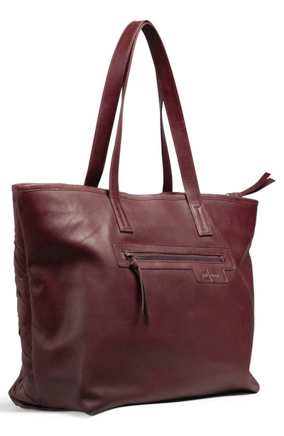 Shop Day & Mood Mee Woven Leather Tote Bag In Burgundy